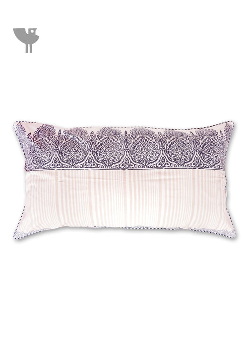 20s Cotton Lumbar Cushion Cover In Block Print